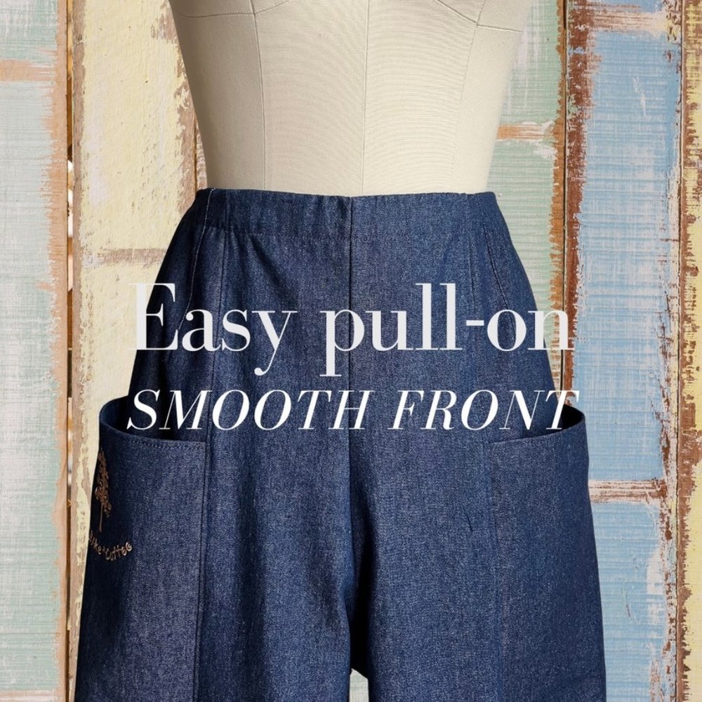 Denim cropped embroidered Pants